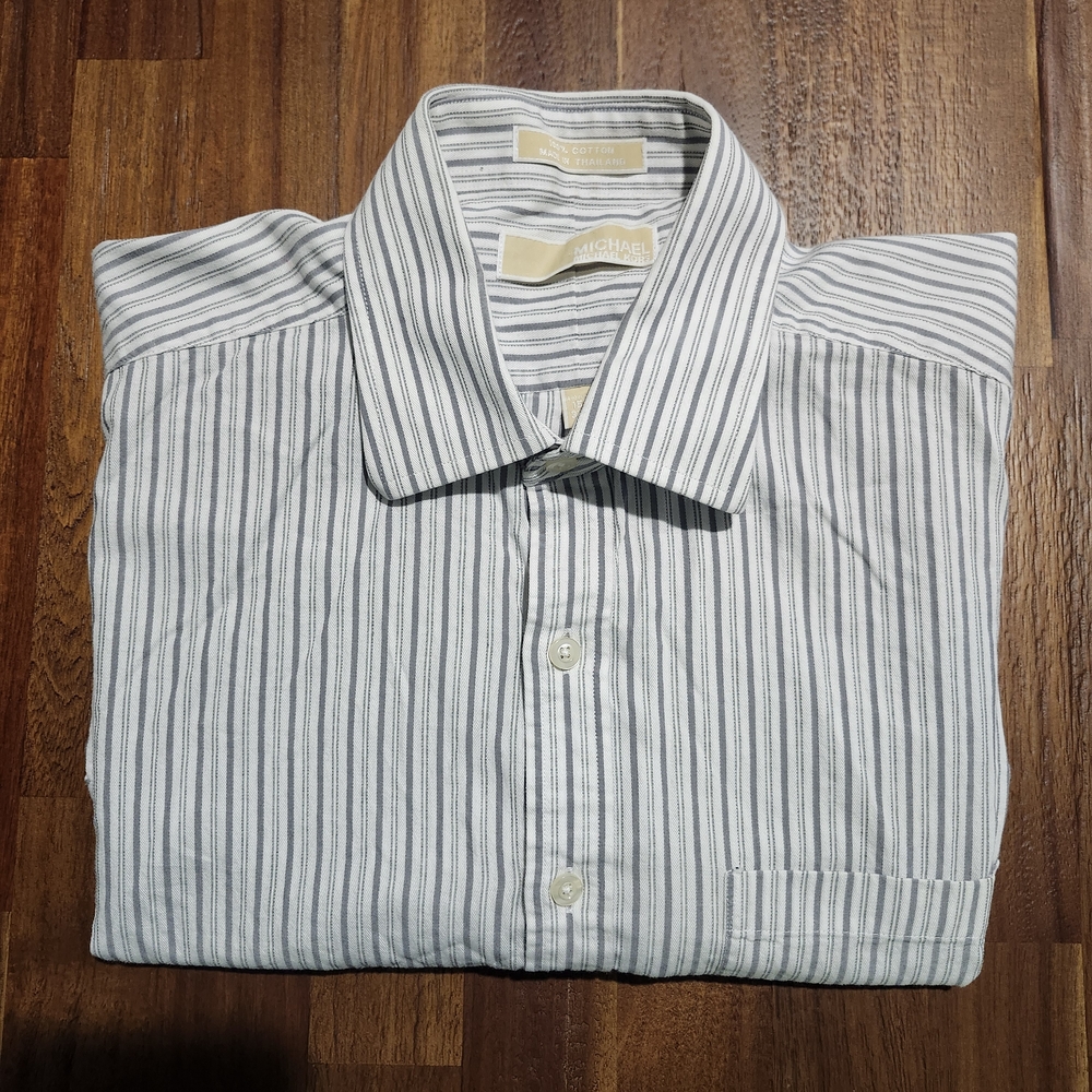Michael Kors Men's Shirt with Black and White Stripes